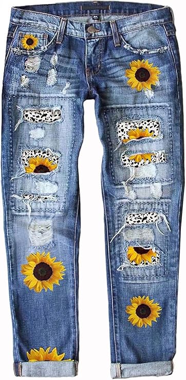 Patch Ripped Stretch Skinny Jeans