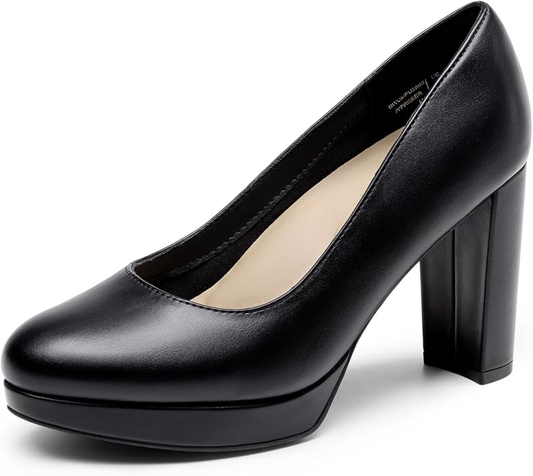 Closed Round Toe Chunky High Heels Platform