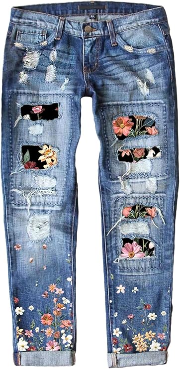 Patch Ripped Stretch Skinny Jeans
