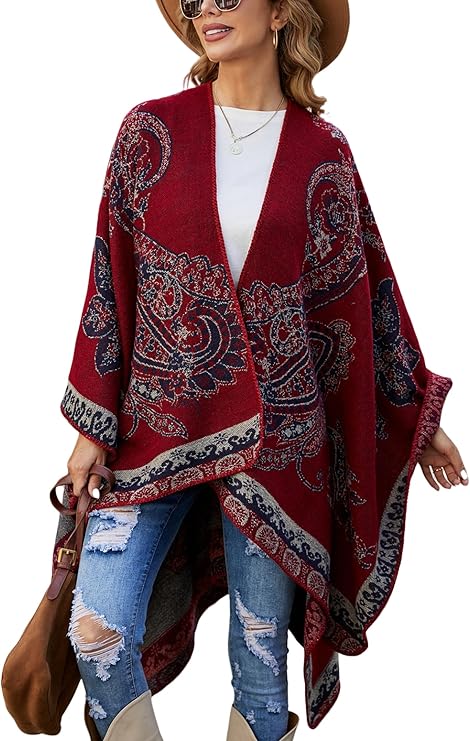 Knitted Cape Open Front Shawl