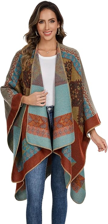 Knitted Cape Open Front Shawl