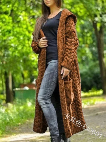 Cozy Style Hooded Knitted Long Sweater