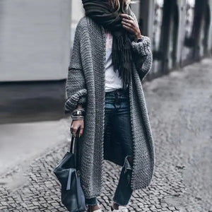 Loose Casual Solid Color Long Sleeve Knitted Sweater Coat