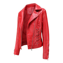 Load image into Gallery viewer, Lapel Strap Long Sleeve  Faux Leather Jacket