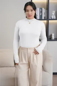 Casual Solid Color Round Neck Long Sleeve Top