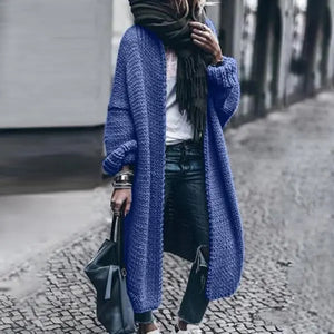 Loose Casual Solid Color Long Sleeve Knitted Sweater Coat