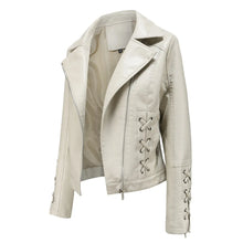 Load image into Gallery viewer, Lapel Strap Long Sleeve  Faux Leather Jacket