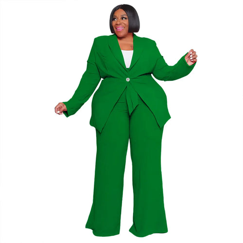 Solid Color Plus Size Long-Sleeved Suit