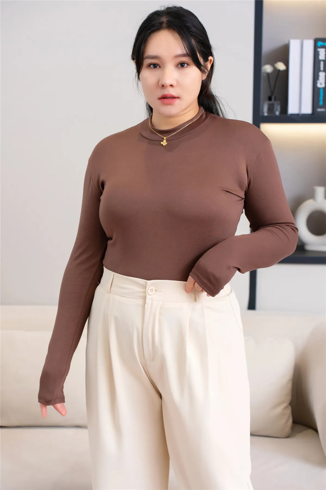 Casual Solid Color Round Neck Long Sleeve Top