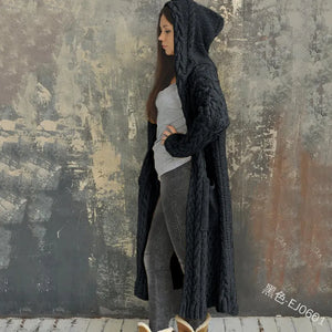 Cozy Style Hooded Knitted Long Sweater