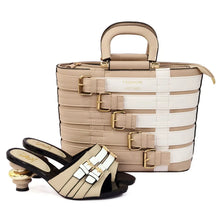 Load image into Gallery viewer, Peep Toe High Heel  Shoe And Tote Bag