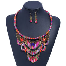 Load image into Gallery viewer, Vintage Cloth Earrings Necklace 2 Piece Set