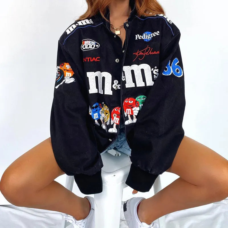 Cartoon Pattern Letter Print Long Sleeve Jacket