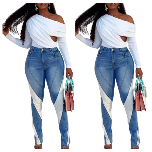 Colorblock Skinny Jeans