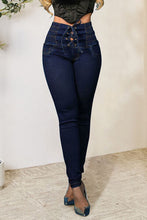 Load image into Gallery viewer, Lace-Up High Waist Jeans with Pockets