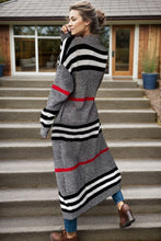 Load image into Gallery viewer, Striped Open Front Long Sleeve Longline Sweater Cardigan