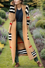 Load image into Gallery viewer, Striped Open Front Long Sleeve Longline Sweater Cardigan