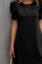 Load image into Gallery viewer, Round Neck Puff Sleeve Mini Dress