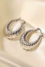 Load image into Gallery viewer, Textured Stainless Steel Hoop Earrings