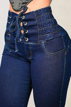 Load image into Gallery viewer, Lace-Up High Waist Jeans with Pockets