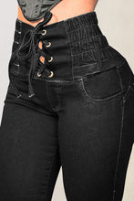 Load image into Gallery viewer, Lace-Up High Waist Jeans with Pockets