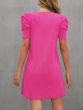 Load image into Gallery viewer, Round Neck Puff Sleeve Mini Dress