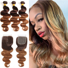 Load image into Gallery viewer, Colored Body Wave Braziian Human Hair with Lace Clousre