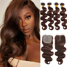 Load image into Gallery viewer, Colored Body Wave Braziian Human Hair with Lace Clousre