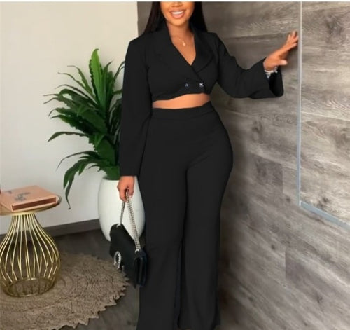 Two piece crop top pants set