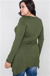 Olive Green Long Sleeve Basic Top