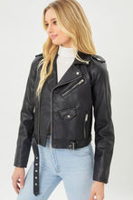 Load image into Gallery viewer, Faith Apparel Faux Leather Zip Up Biker Jacket