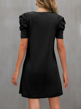 Load image into Gallery viewer, Round Neck Puff Sleeve Mini Dress