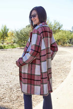 Load image into Gallery viewer, Double Take Full Size Plaid Button Up Lapel Collar Coat