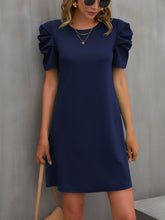 Load image into Gallery viewer, Round Neck Puff Sleeve Mini Dress