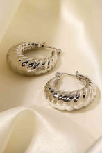 Load image into Gallery viewer, Textured Stainless Steel Hoop Earrings